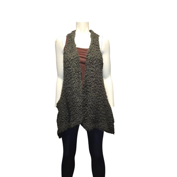 2/$35- BCBGeneration Womens Textured Knit Open Vest Sleeveless Charcoal Gray S - Picture 5 of 9